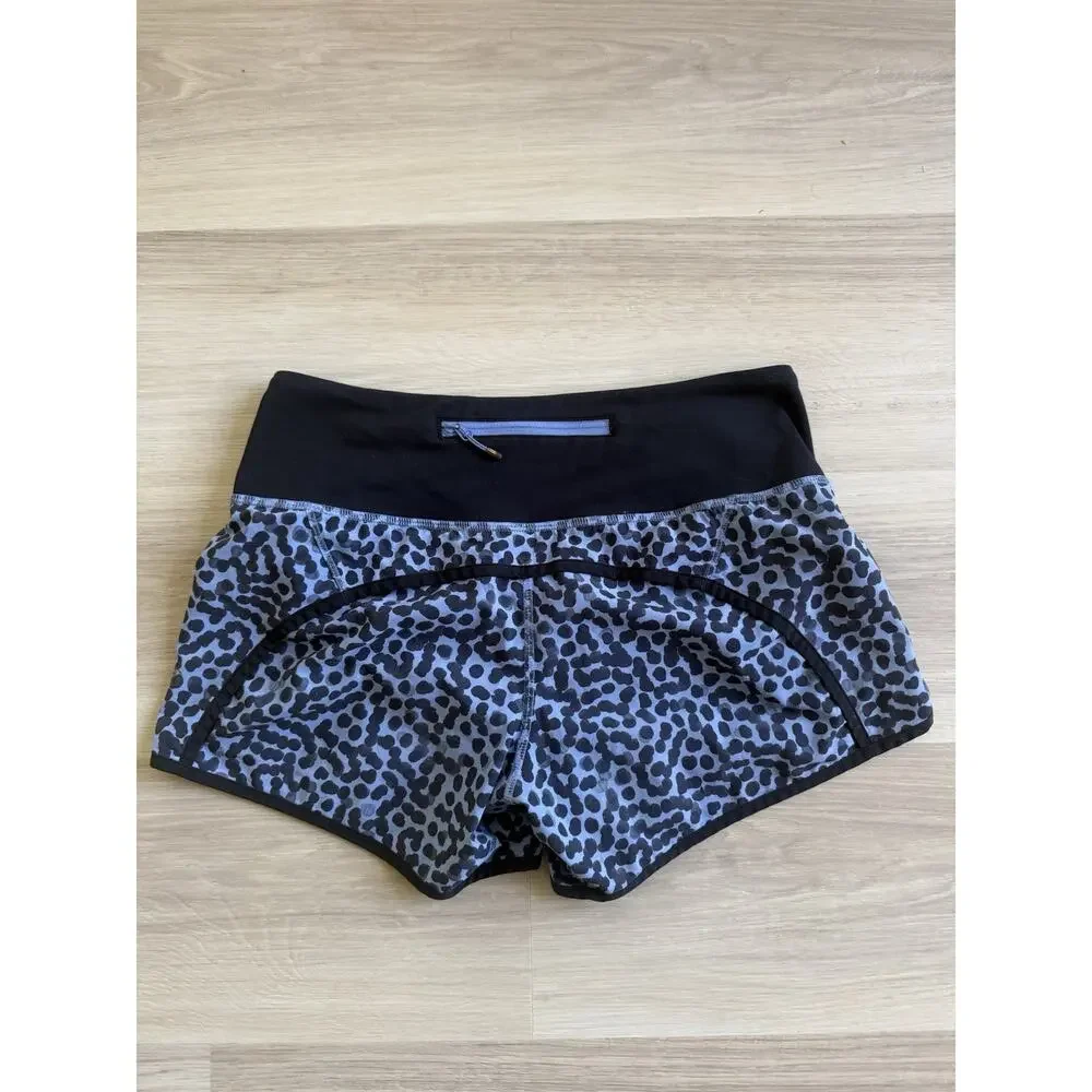 Vintage Lululemon Speed Up Shorts Leopard Print Blue Speed Up Shorts size 4